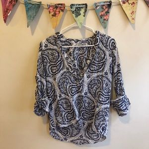 Tibetan Button-Up Navy Blouse
